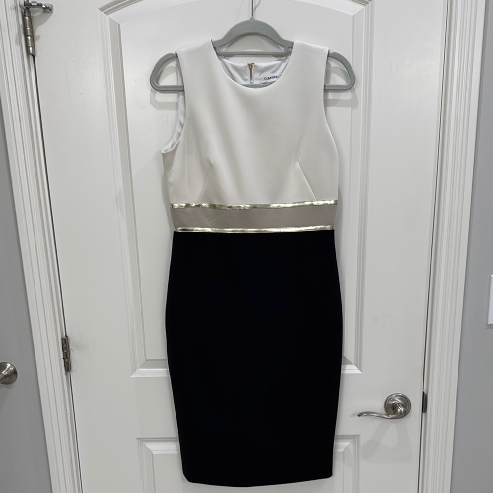 Stylish Black and White Sheath Dress for Cocktail Events